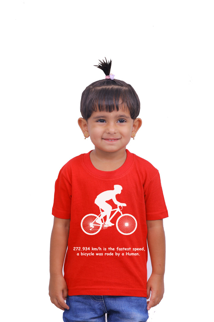 Fastest Speed Rode on a Bicycle 272.934 km/h / Round Neck Half Sleeve Regular Fit TShirt Brainy Being Apparels 18-24 M Red