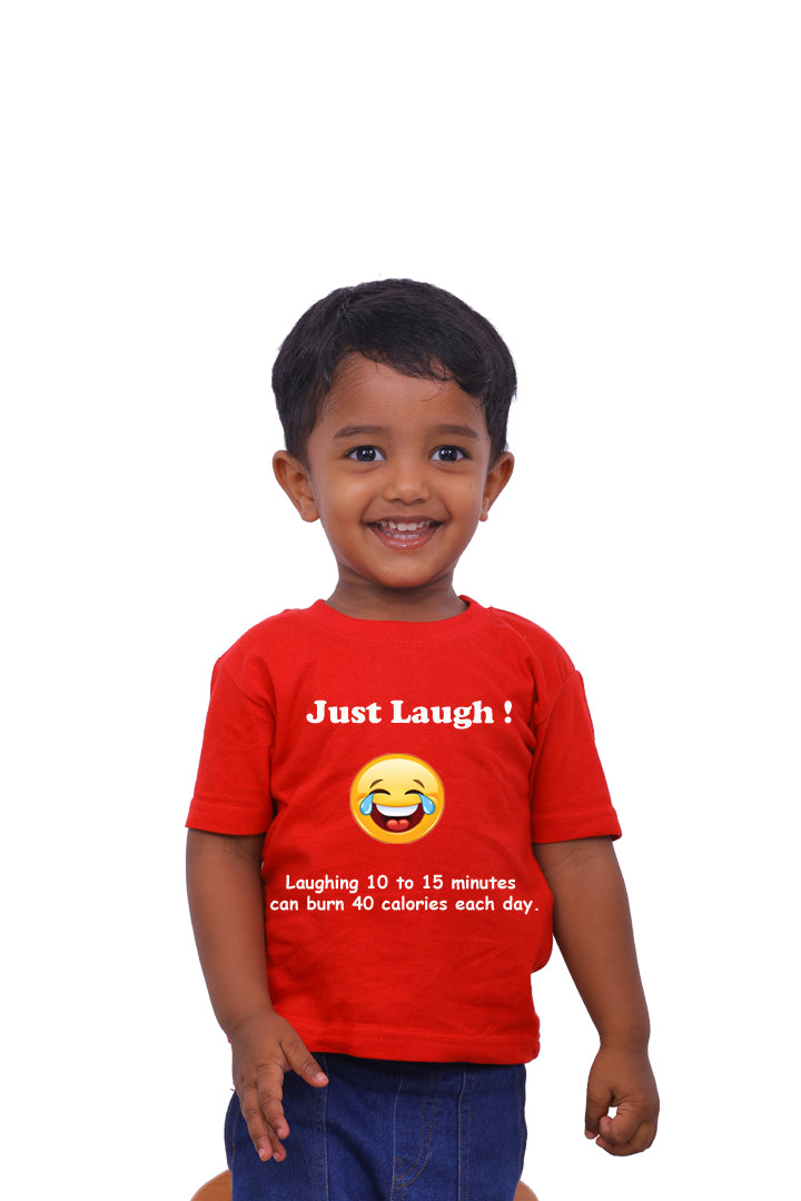 Just Laugh! - Round Neck Half Sleeve Regular Fit TShirt Brainy Being Apparels 12-18 Months RED