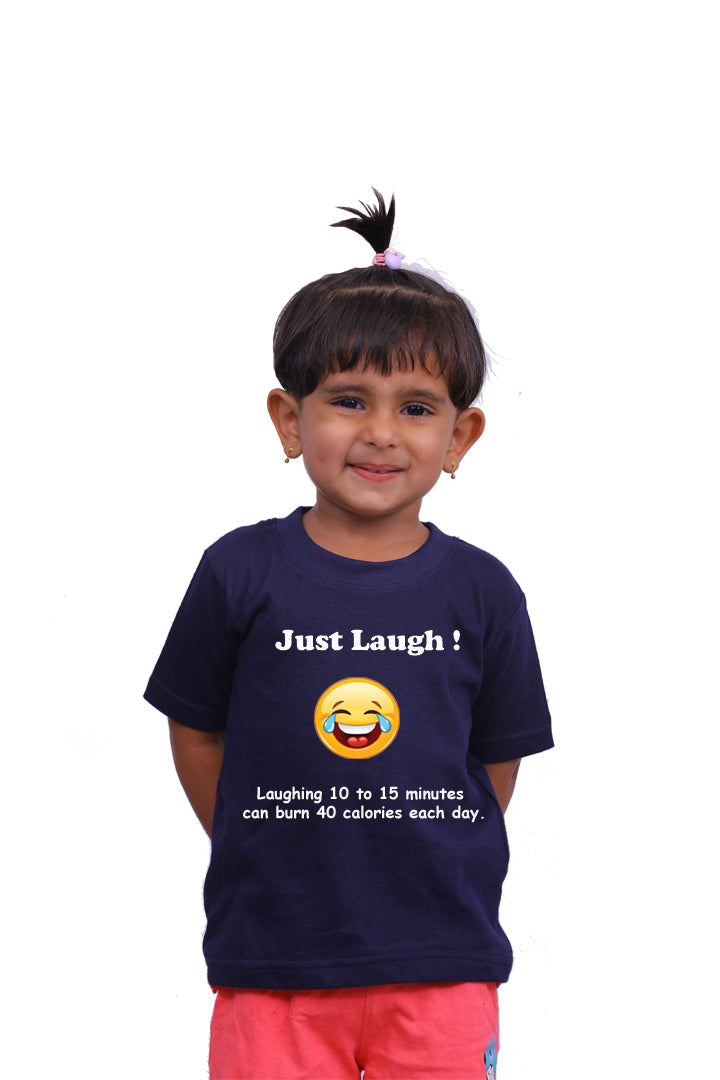 Just Laugh! - Round Neck Half Sleeve Regular Fit TShirt Brainy Being Apparels 12-18 Months NAVY BLUE