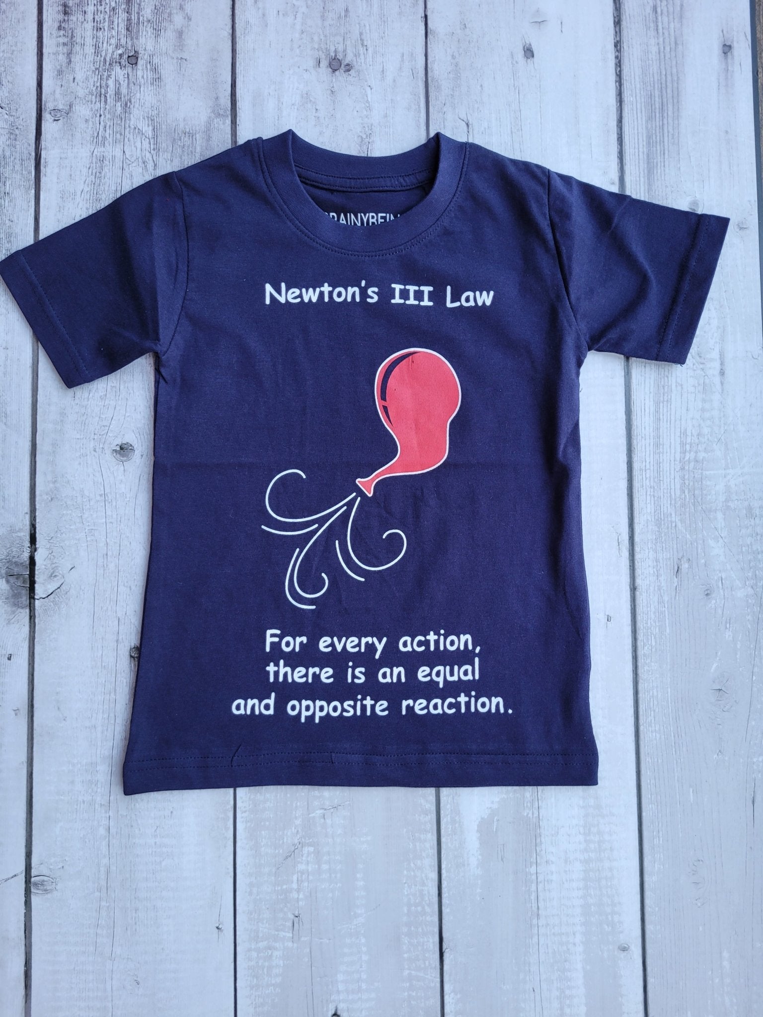 Newtons III Law / Round Neck Half Sleeve Regular Fit TShirt Brainy Being Apparels 18 - 24 M Navy Blue