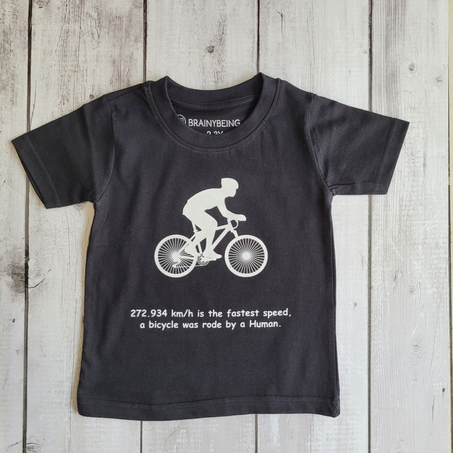 Fastest Speed Rode on a Bicycle 272.934 km/h / Round Neck Half Sleeve Regular Fit TShirt Brainy Being Apparels 12-18 M NavyBlue