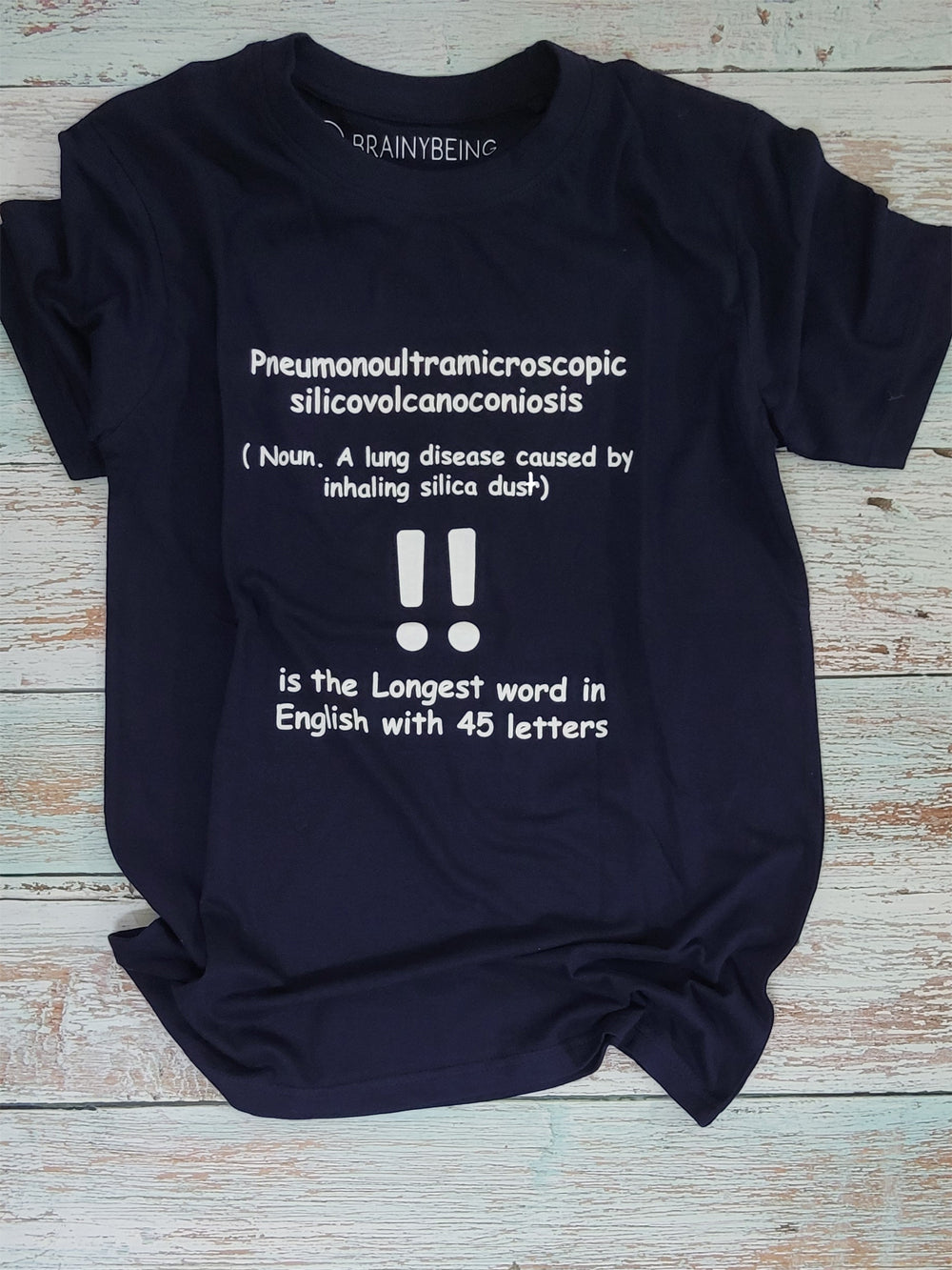 Longest word in English ! - Round Neck Half Sleeve Regular Fit TShirt Brainy Being Apparels S Navy blue