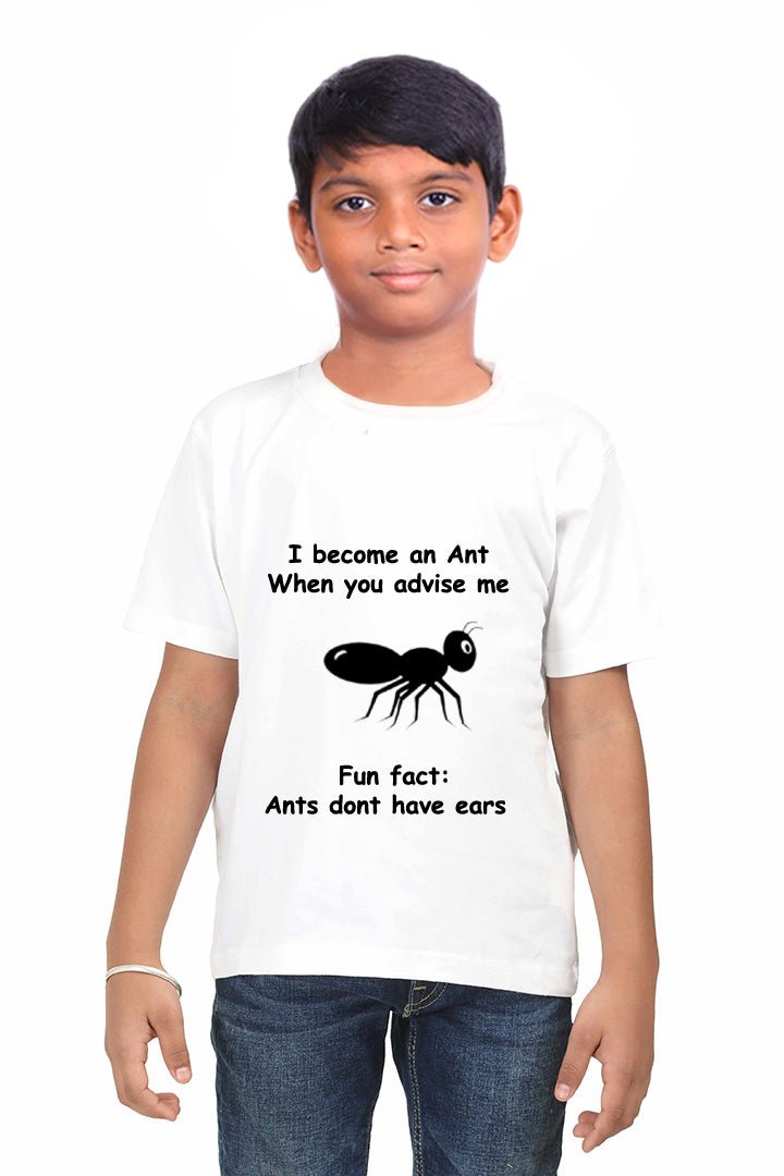 Ants Don't have Ears! / Round Neck Half Sleeve Regular Fit TShirt Brainy Being Apparels 12-18 Months Black