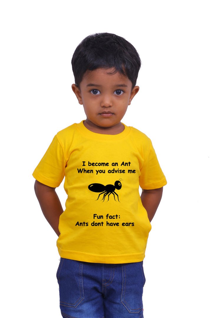 Ants Don't have Ears! / Round Neck Half Sleeve Regular Fit TShirt Brainy Being Apparels 12-18 Months Black