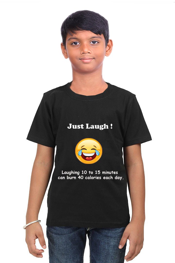 Just Laugh! - Round Neck Half Sleeve Regular Fit TShirt Brainy Being Apparels 12-18 Months BLACK