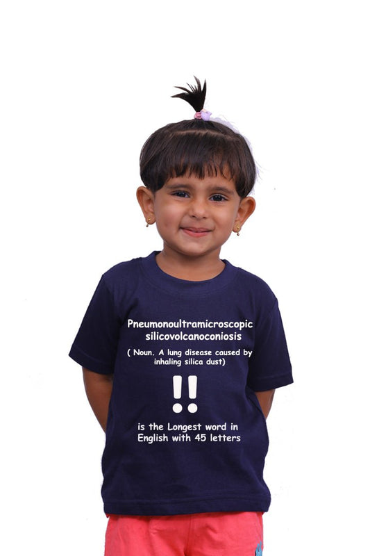 Longest word in English ! - Round Neck Half Sleeve Regular Fit TShirt Brainy Being Apparels 12-18 M Navy blue