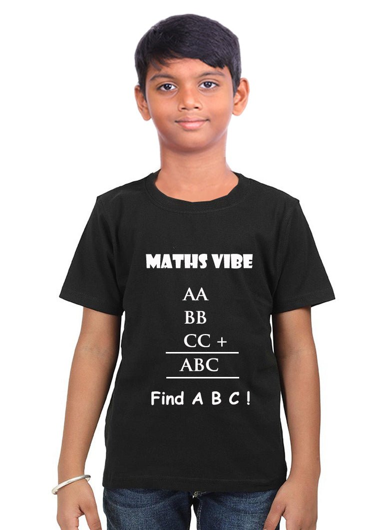 Maths Vibe - Find ABC / Round Neck Half Sleeve Regular Fit TShirt Brainy Being Apparels 6-7 years Black cotton