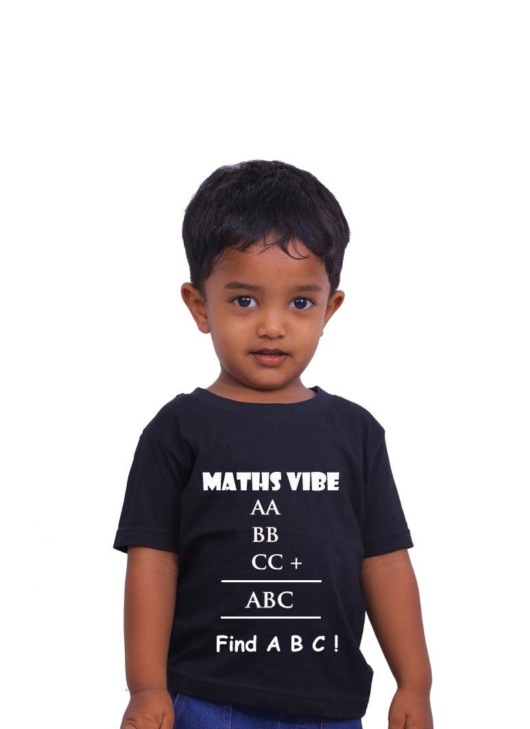 Maths Vibe - Find ABC / Round Neck Half Sleeve Regular Fit TShirt Brainy Being Apparels 12-18 Months Black cotton