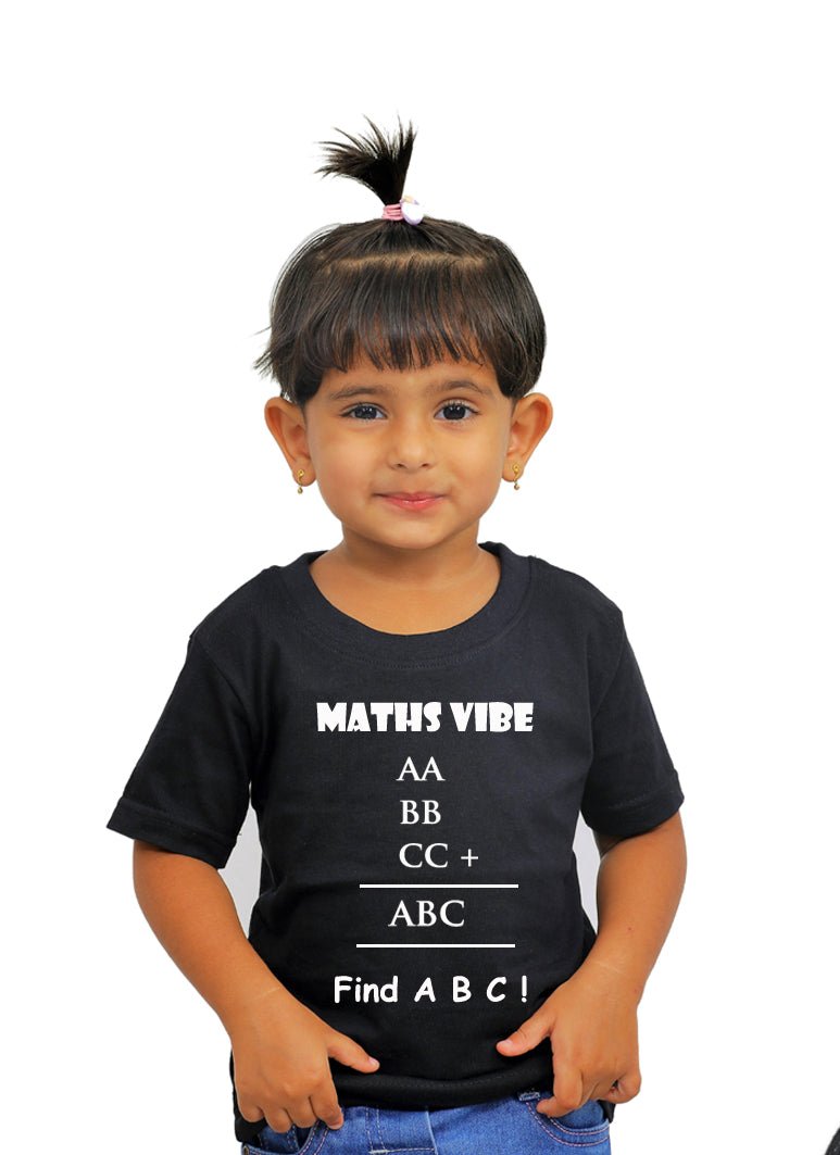 Maths Vibe - Find ABC / Round Neck Half Sleeve Regular Fit TShirt Brainy Being Apparels 12-18 Months Navy Blue cotton