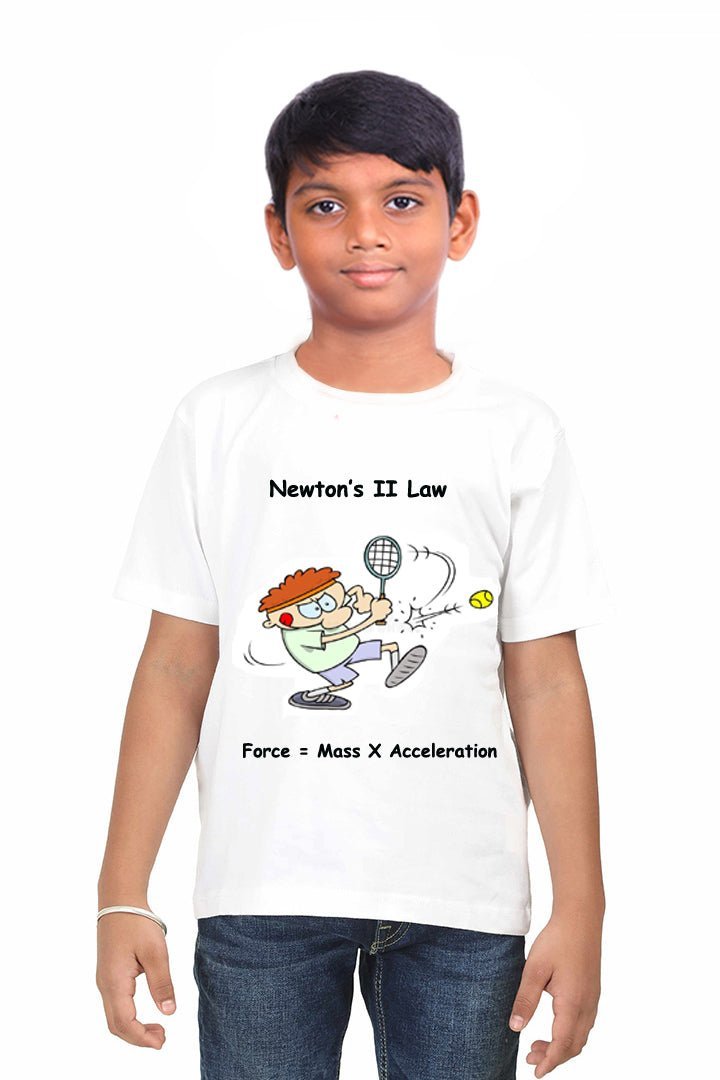 Newtons II Law / Round Neck Half Sleeve Regular Fit TShirt Brainy Being Apparels 6-7 Yrs White