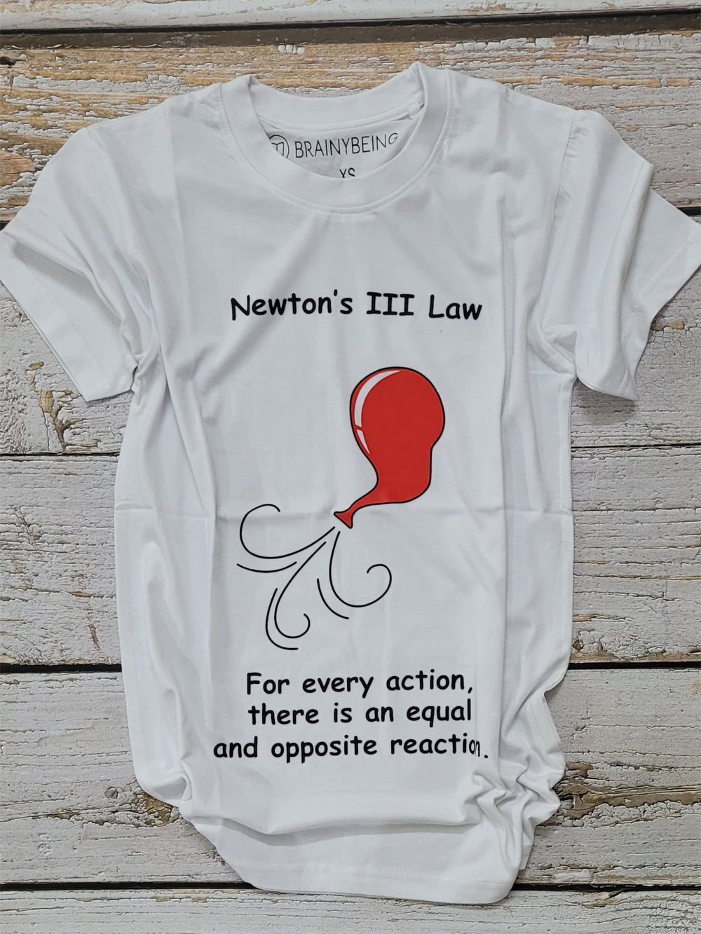 Newtons III Law / Round Neck Half Sleeve Regular Fit TShirt Brainy Being Apparels S White