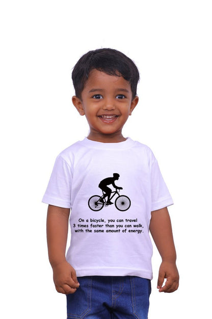 You Can Travel 3x Faster Than You Walk With Same Energy / Round Neck Half Sleeve Regular Fit TShirt Brainy Being Apparels 12-18 M White