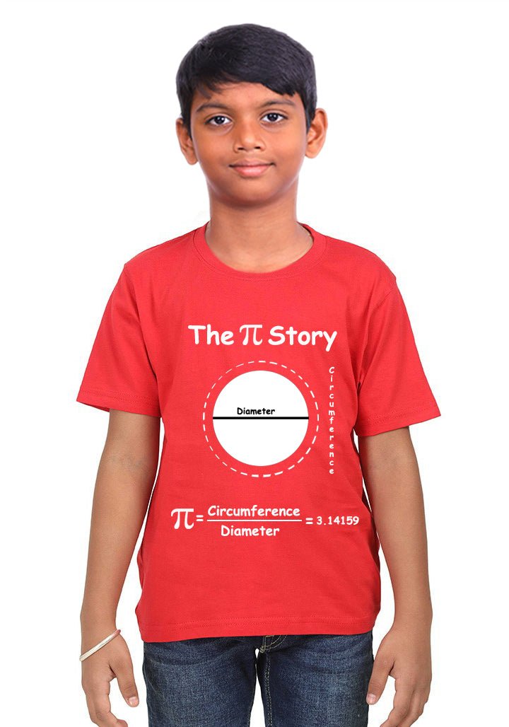 The Pi Story ! / Tshirt Half sleeve round neck Brainy Being Apparels 12-18 M Red