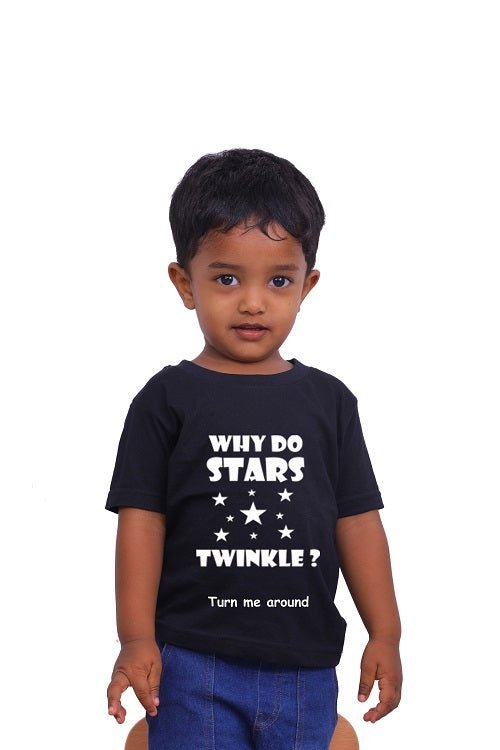 Why do Stars Twinkle! / Round Neck Half Sleeve Regular Fit TShirt Brainy Being Apparels 12-18 M Navy Blue