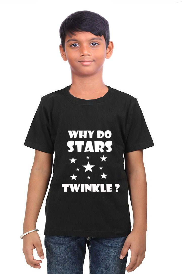 Why do Stars Twinkle! / Round Neck Half Sleeve Regular Fit TShirt Brainy Being Apparels 12-18 M Navy Blue